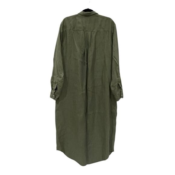 Frank & Eileen Rory Shirtdress Maxi Dress In Olive Size XL Washed Linen Made USA - Picture 8 of 16